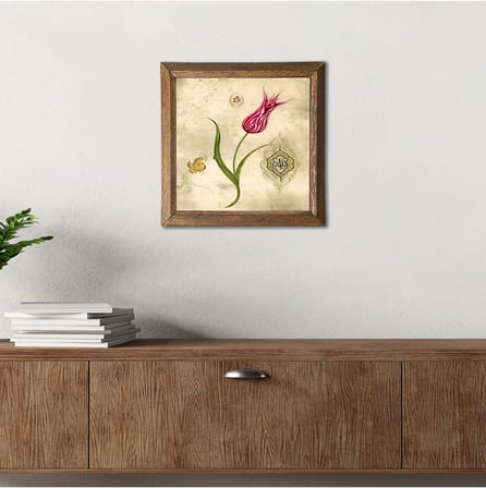 Lexroo Lale Ebru Sanati Tas Duvar Tablosu Ahsap Cerceveli Tas Tablo 25X25 Cm