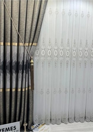 Lexroo Amasra Ft614164 V-2503 Yeşil 1/3 Sık Pileli Fon Perde Apm