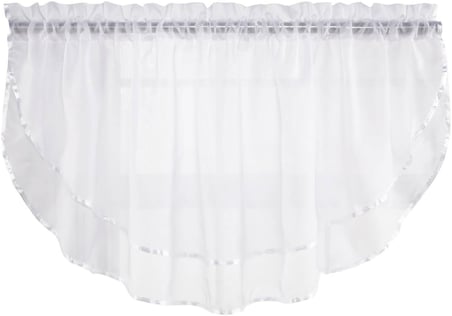 Lexroo Elegance 60 x 24-inç Sheer Voile Ascot Valance, Beyaz