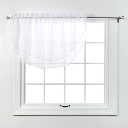 Lexroo Elegance 60 x 24-inç Sheer Voile Ascot Valance, Beyaz