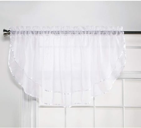 Lexroo Elegance 60 x 24-inç Sheer Voile Ascot Valance, Beyaz