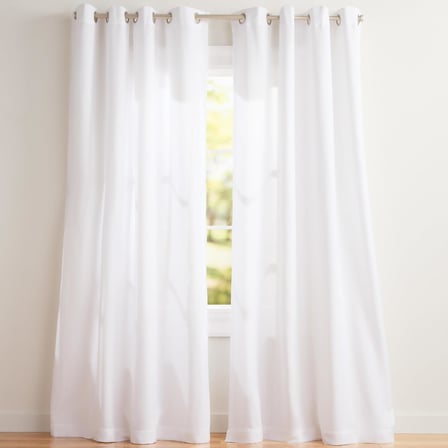 Lexroo Özel Grommet Top keten pencere perdeleri, polyester, kış-beyaz, 96 inç uzunluk