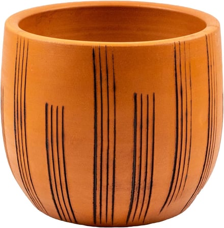 Lexroo Bitki Tasarımı Ev Dekorasyon Aksesuar Dik Çizgi Desenli Toprak Saksı Saksılık Salon - 19 CM