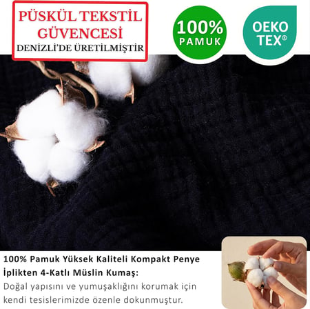 Lexroo PÜSKÜL 2-Adet Müslin Yastık Kılıfı Seti 4-Katlı