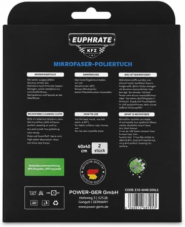 Lexroo EUPHRATE KFZ 2'li Mikrofiber Temizlik Bezi 40x40 cm