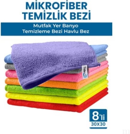 Lexroo Mikrofiber Temizlik Bezi Seti, Çok Amaçlı, Yüksek Emici, Mutfak ve Banyo için, 8'li Paket