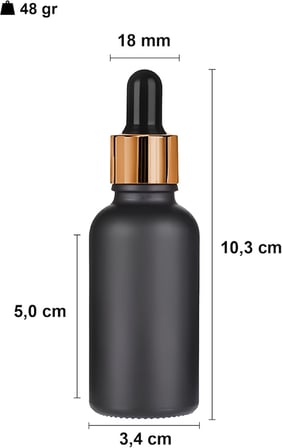 Lexroo 30 ml Mat Siyah Cam Damlalıklı Serum Şişesi 30 cc Renkli Metal Kapaklı Dropper Cam Şişe 2