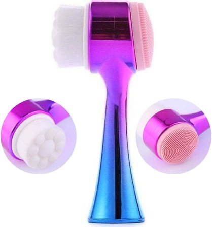 Lexroo ® Çift İşlevli Renkli Cilt Yüz Temizleme Fırçası Peeling Masaj Etkili Gözenek Temizleyici
