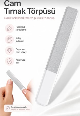 Lexroo Cam Tırnak Törpüsü Manikür Parlatıcı, Koruyucu Kılıflı