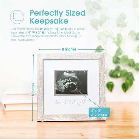 Lexroo Love at First Sight Rustic Sonogram Photo Frame, Baby Keepsake Picture Frame