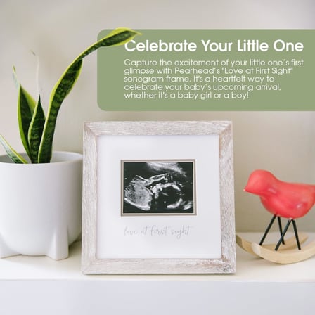 Lexroo Love at First Sight Rustic Sonogram Photo Frame, Baby Keepsake Picture Frame
