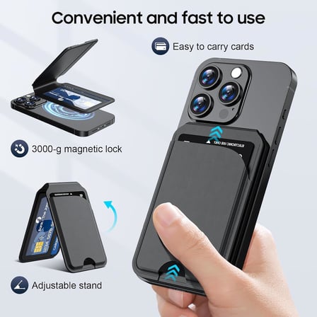Lexroo ® Magsafe Uyumlu Manyetik Cüzdan Kartlık Standlı