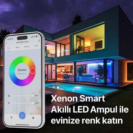 Lexroo Akıllı Wi-Fi Led Akıllı RGB Ampul Mobil Uygulama Denetimli Google Home ve Alexa Uyumlu Çok