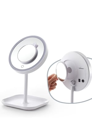 Lexroo 1X+5X ZOOM 23 LED Işıklı Makyaj Aynası, 360° Döner, Dokunmatik Sensörlü - Kablosuz Kullanım