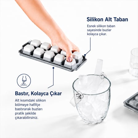 Lexroo Kapaklı Plastik Buz Kalıbı Silikon Tabanlı 12li Buzmatik Kolay Çıkarılır Ve Doldurulabilir