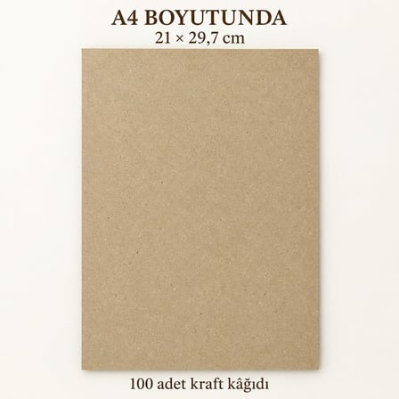 Lexroo A4 Kraft Kağıdı, 100 Adet, 21 x 29,7 cm, Kahverengi, Hobi, El İşi