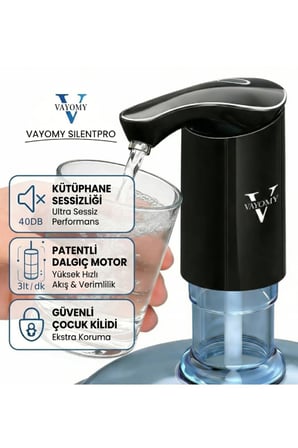 Lexroo Vayomy Silentpro Sessiz Şarjlı Otomatik Damacana Su Pompası, Dalgıç Motor, Yüksek Hızlı Dolum