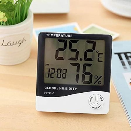 Lexroo Orret Home HTC-1 Dijital Termometre,Masa Saati Ve Nem Ölçme Özellikli Dijital Termometre
