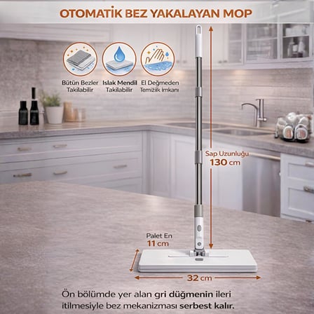 Lexroo Jouis Akıllı Mop One Click Otomatik Bez Yakalayan Temizlik Seti
