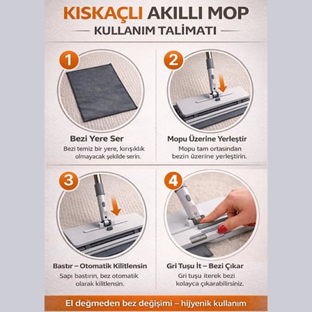 Lexroo Jouis Akıllı Mop One Click Otomatik Bez Yakalayan Temizlik Seti