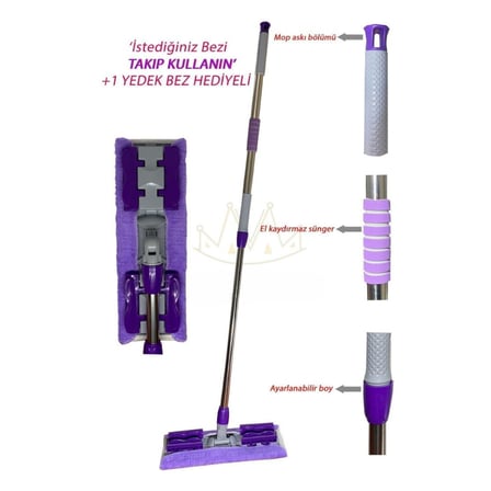 Lexroo Sihirli Mop Yer Fayans Duvar Yüzey Temizlik Mikrofiber Mandallı Mop