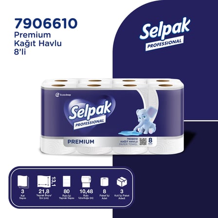 Lexroo Selpak Professional Premium Havlu Kağıt, 8 Rulo