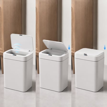 Lexroo 12 Litre Sensörlü Çöp Kovası, Otomatik Temassız Akıllı Çöp Kutusu, Sessiz Kapanan Kapaklı