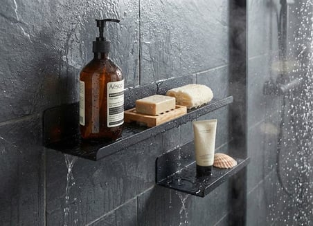 Lexroo Orret Home 2'li Yapışkanlı Siyah Metal Banyo Rafı Seti