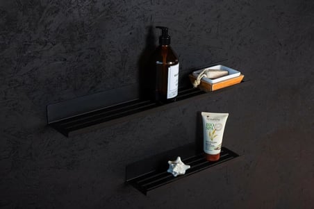 Lexroo Orret Home 2'li Yapışkanlı Siyah Metal Banyo Rafı Seti