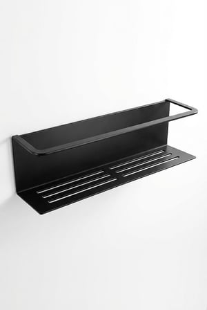 Lexroo Orret Home Yapışkanlı Banyo Organizer Rafı – Paslanmaz Siyah Metal Duvar Tipi Raf