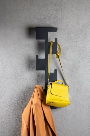 Lexroo Orret Home 4 Kancalı Yapışkanlı Duvar Askısı – Siyah Paslanmaz Metal Mont Kaban Askılığı