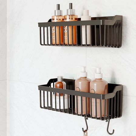 Lexroo Banyor Yapışkanlı Banyo Rafı, 2'li Banyo Düzenleyici, Duş Rafı Organizer Şampuanlık