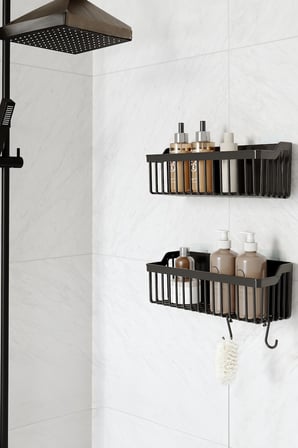 Lexroo Banyor Yapışkanlı Banyo Rafı, 2'li Banyo Düzenleyici, Duş Rafı Organizer Şampuanlık