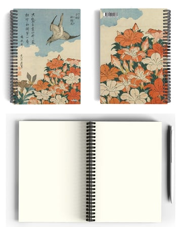 Lexroo Katsushika Hokusai/Cuckoo and Azaleas,1834 | Spiralli Defter 06 | A5 | Çizgisiz