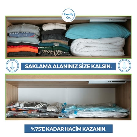 Family Co. Vakumlu Hurç Poşet Setleri 5 Parça 50x70-2, 60x80-2, 80x100-1