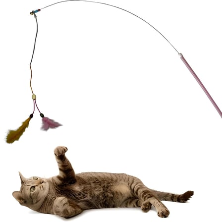 Lexroo AEE® Kedi Oltası Elastik Çift Tüylü Çanlı Boncuklu Kedi Oyuncağı