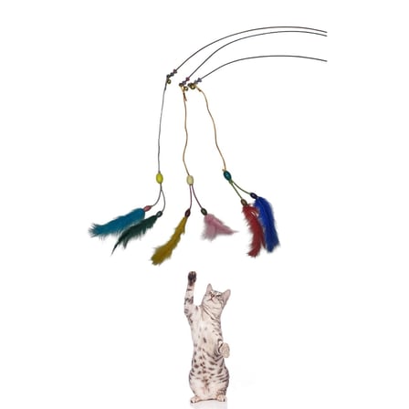 Lexroo AEE® Kedi Oltası Elastik Çift Tüylü Çanlı Boncuklu Kedi Oyuncağı