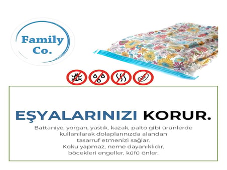 Family Co. Vakumlu Hurç Poşet Setleri 8 Parça 50x70-4, 60x80-4