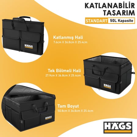 Haegs Araba Bagaj Çantası, Araç içi Düzenleyici Organizer, Katlanabilir Oto Bagaj Düzenleyici