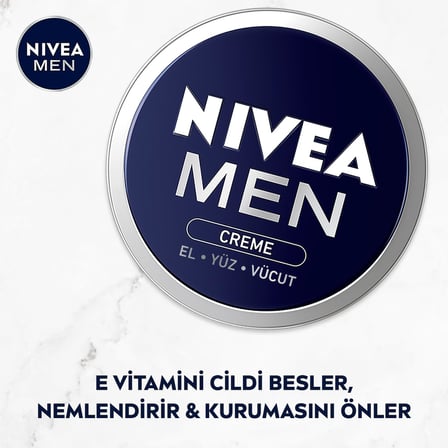 NIVEA MEN Erkek Bakım Kremi 75 ml, El, Yüz ve Vücut Nemlendirici Krem, Hızlı Emilir
