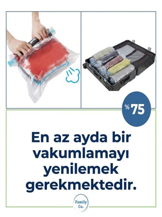 Lexroo Family Co. 6'lı Manuel Vakumlu Seyahat Poşeti Hurcu - Pompa Süpürge Gerektirmez