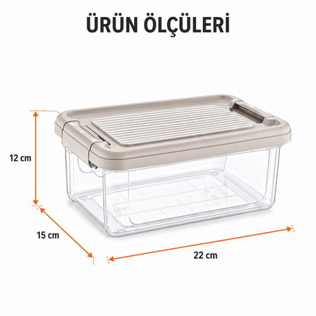 Lexroo Orret Home Kilitli Saklama Kabı Şeffaf Organizer PP Plastik Gıda Saklama Kabı Kapaklı