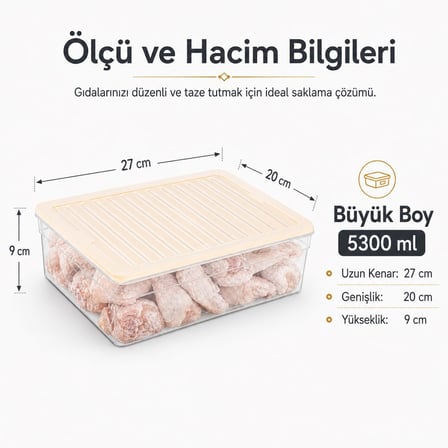 Lexroo Kabakoz Derin Dondurucu Plastik Büyük Saklama Kabı Seti, 5300ml