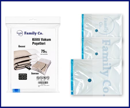 Family Co. Vakumlu Hurç Poşet Setleri 3 Parça 80x100-2, 100x130-1