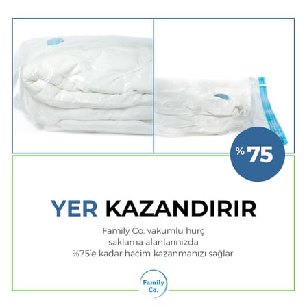 Family Co. Vakumlu Hurç Poşet Setleri 3 Parça 80x100-2, 100x130-1