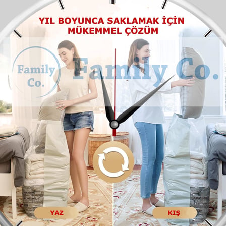 Family Co.3'lü Paket Ekstra Büyük Küp Vakumlu Hurç Saklama
