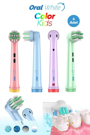 Oral White Color Kids Çocuk Diş Fırçası Yedek Başlığı, 4'lü Paket