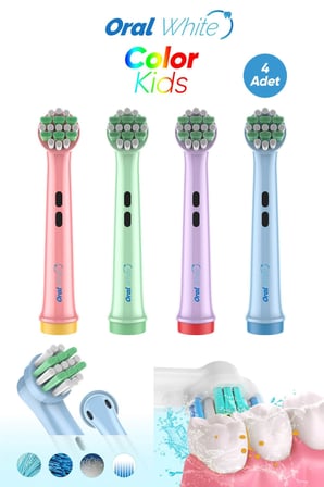 Oral White Color Kids Çocuk Diş Fırçası Yedek Başlığı, 4'lü Paket