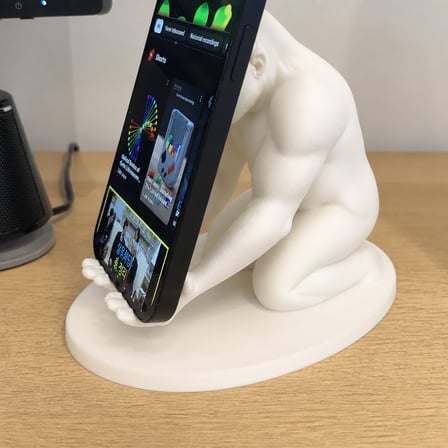 Lexroo 3D Baskı Goril Telefon Tutucu - Kaslı Goril Masaüstü Telefon Standı-Beyaz