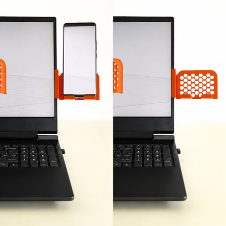 Lexroo 3D Baskı Monitor Telefon Tutucu - Petek Desenli Laptop Kenar Telefon Tutucu-Turuncu